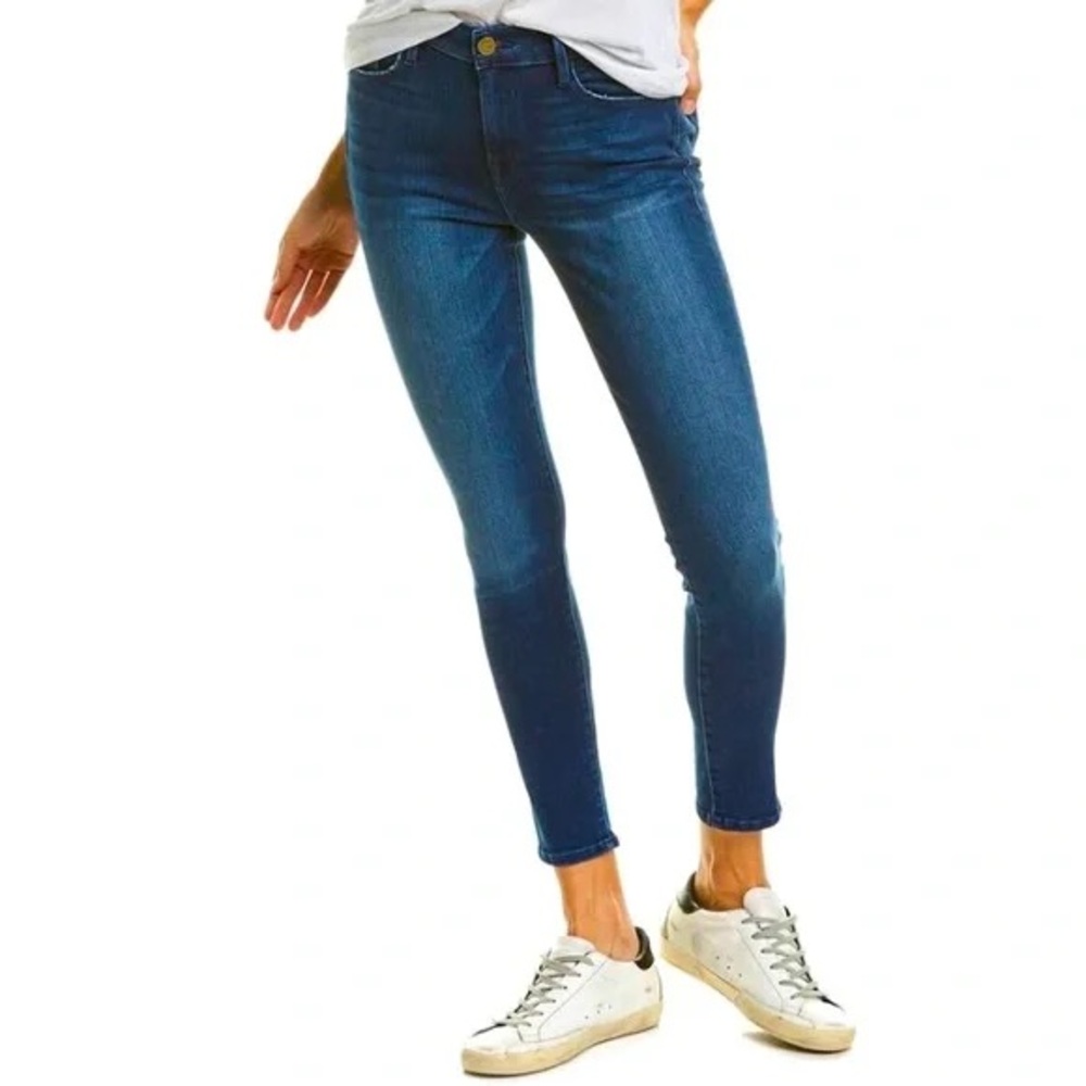 Frame! Le Skinny Jeans Cropped Length High Rise Medium Blue Designer Denim Sz 28